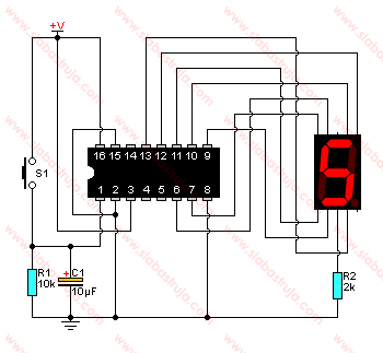 0035_01 - elektronička shema dekadskog brojača i 7 segmentnog LED prikaza sa 4026 integriranim sklopom, 3-18V, nefiltriranog.gif